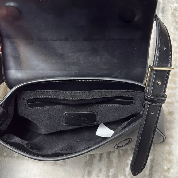 ZARA Minimal Flap Shoulder Bag - Black - Picture 4 of 8